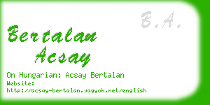 bertalan acsay business card